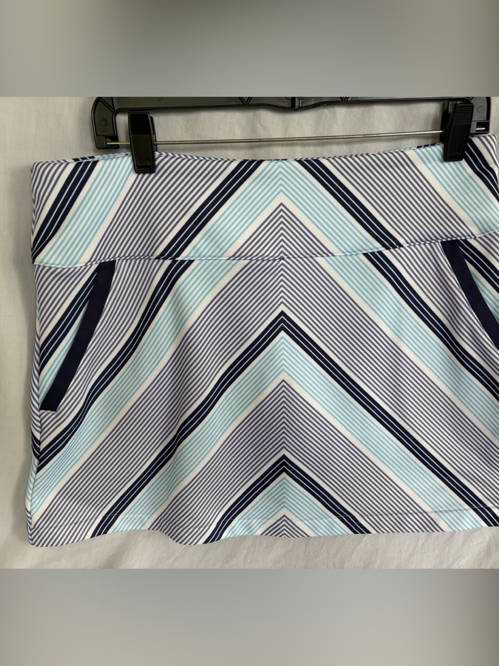 adidas Women’s Mini Skirt in Navy & Light Blue Chevron